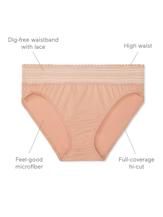 No Pinching No Problems® Dig-Free Comfort Waist with Lace Microfiber Hi-Cut  5109
